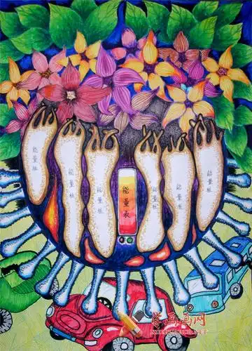 获奖中学生科幻画作品《奇妙的太阳能》