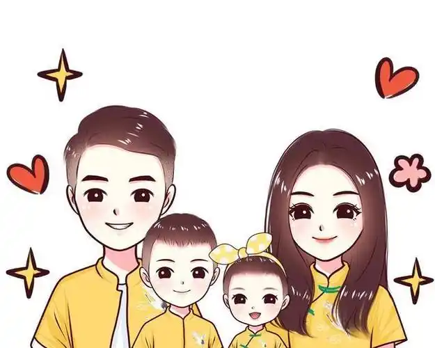 挺好的用卡通一家4口全家福是可以当微信头像的,因为这代表了对家人的