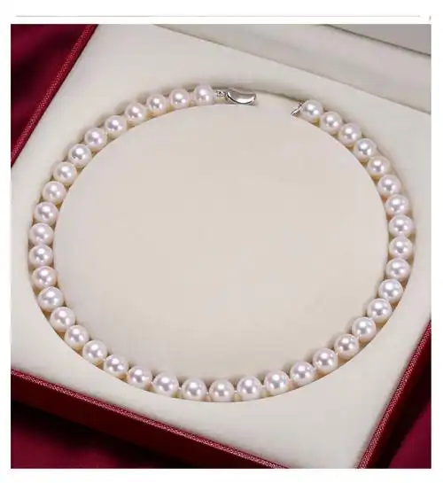 正圆淡水珍珠项链女送妈妈母亲生日礼物优雅气质真珠锁骨链品牌珠宝串