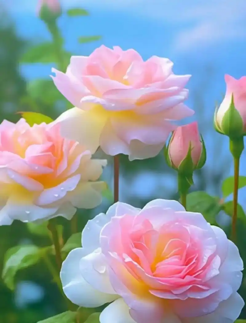 唯美风景分享:蓝天下绽放的月季花,美到心动! 67