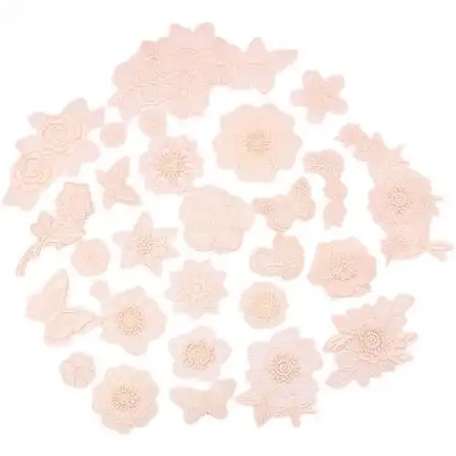 自粘米色蕾丝衣服贴补丁贴雪纺衣服蚊帐窗帘破洞修补刺绣贴花装饰