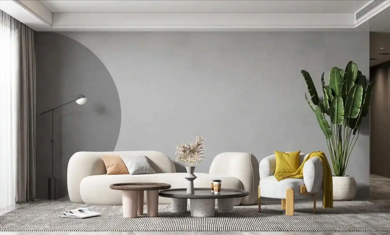 不同沙发背景墙拼色