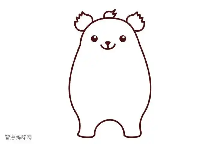 可爱萌芽熊简笔画的画法步骤-图5