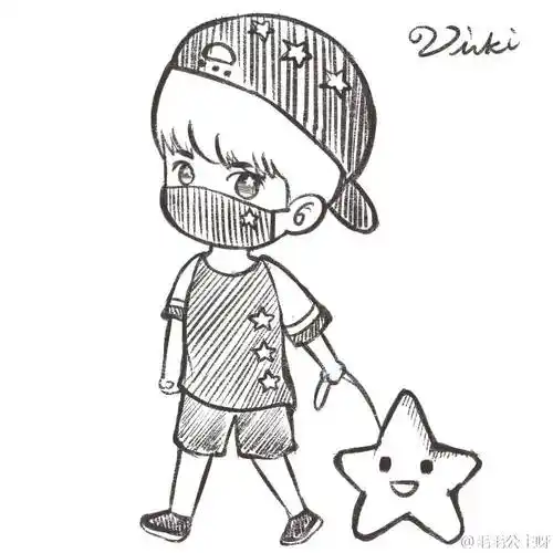 易烊千玺 手绘 tfboys漫画版 cr:logo