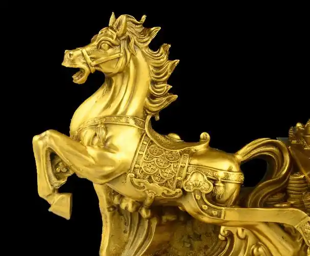 纯铜马拉元宝车摆件生肖马车运财居家开业礼品风水铜器招财金钱马