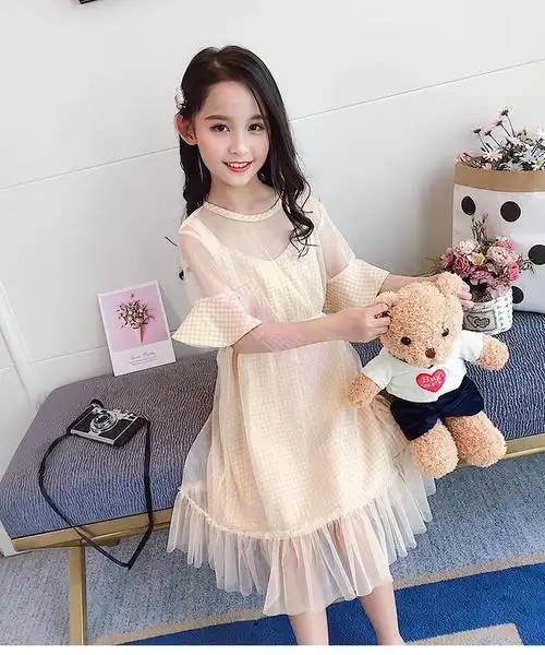 6/9-12岁女童连衣裙洋气公主纱裙子2019夏装儿童大童小女孩韩版洋气j