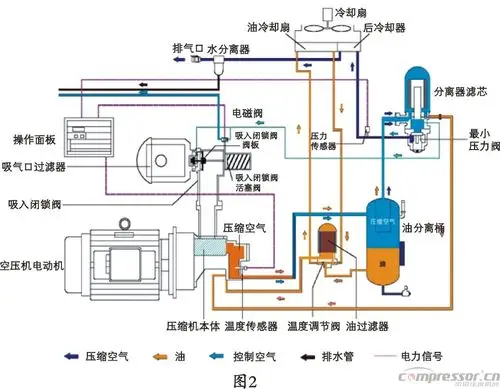 螺杆空压机原理示意图