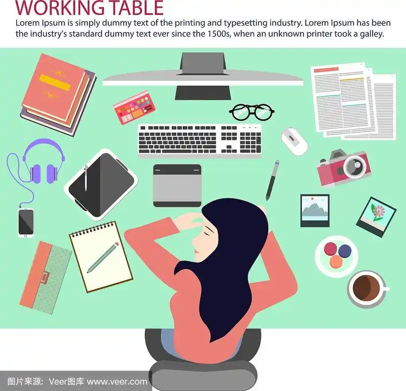 忙碌的女人在工作台上打盹