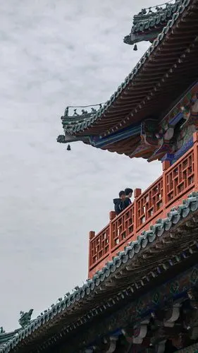 开封天波杨府古风建筑复古花卉壁纸宫墙