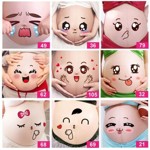 赞璐桐新款孕妇照肚皮贴纸怀孕大肚子贴画肚脐贴影楼孕妈拍照大肚贴