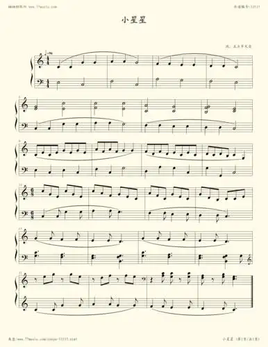 《小星星,钢琴谱》为训练低音谱号,莫扎特(五线谱 钢琴曲 指法)-弹吧