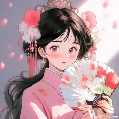 粉色系古风少女头像