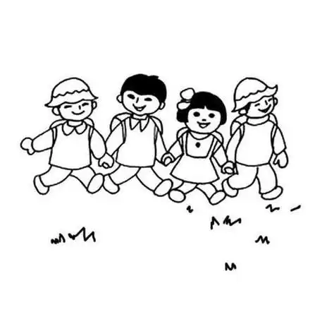 一群小朋友的简笔画