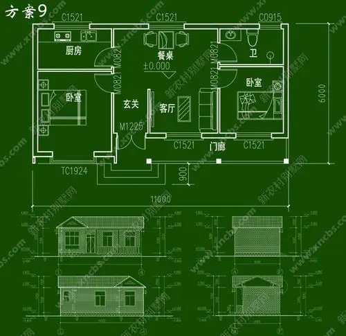 【20 户型】一层农村房屋设计图 单层自建房效果图及平面图,农村平房