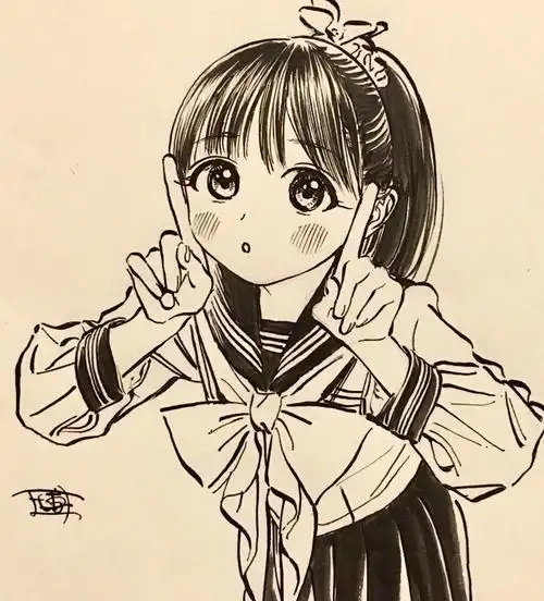 精美的日系美少女手绘线稿这位画师将漫画线条表现地淋漓尽致