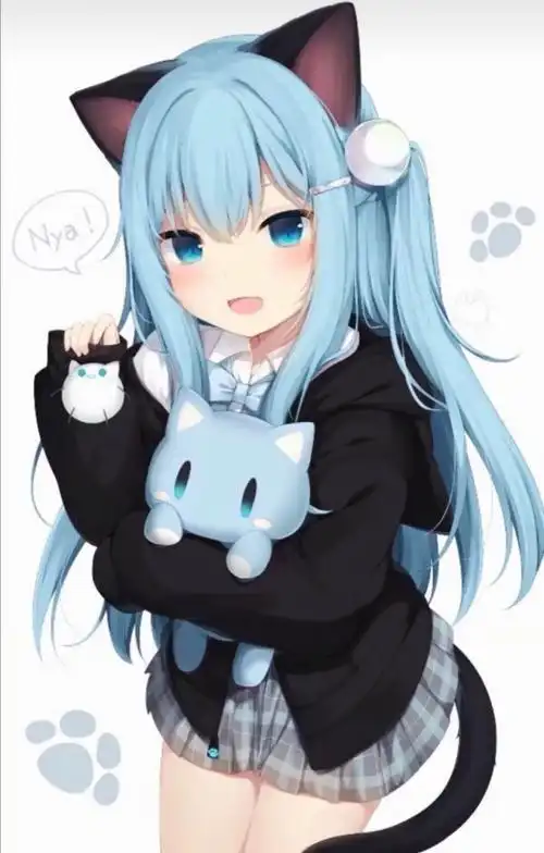 出单蓝发蓝瞳狐耳女漫