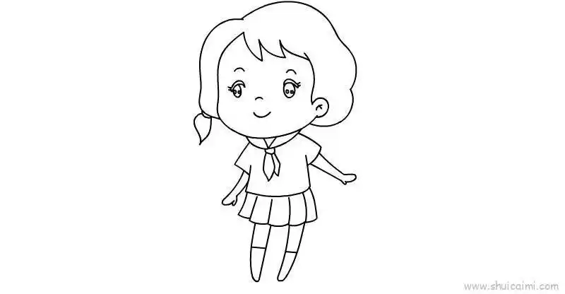 卡通校园女生简笔画教学