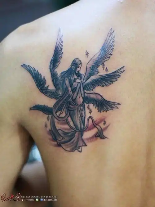 六翼天使纹身_纹身图案手稿图片_蔡锋的纹身作品集