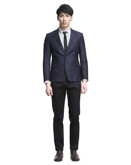 男款墨水蓝色收身西装