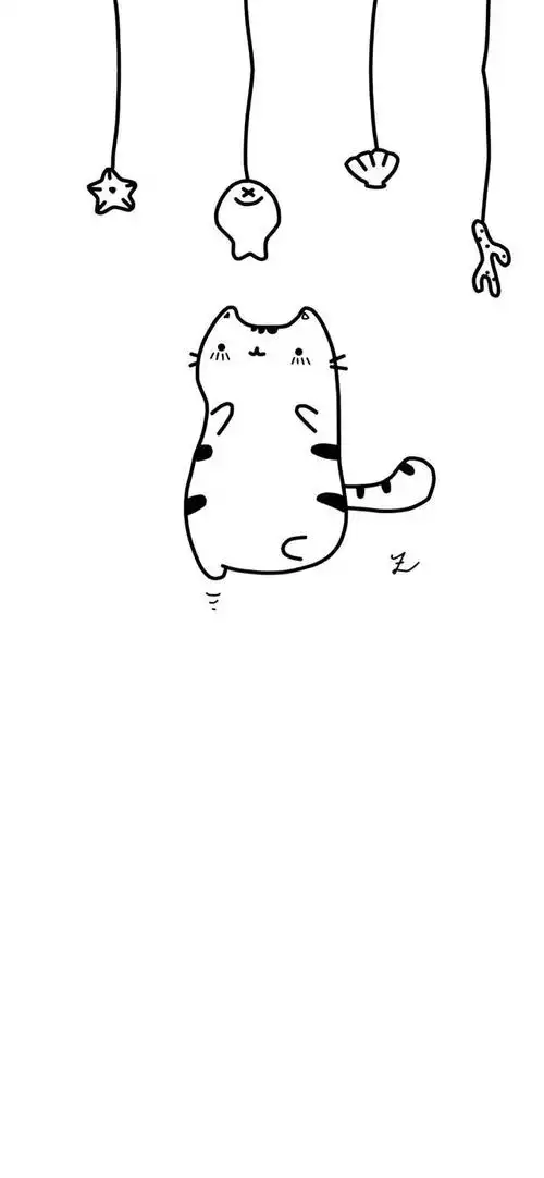 手机壁纸:白色简笔画简约线条壁纸,超可爱!