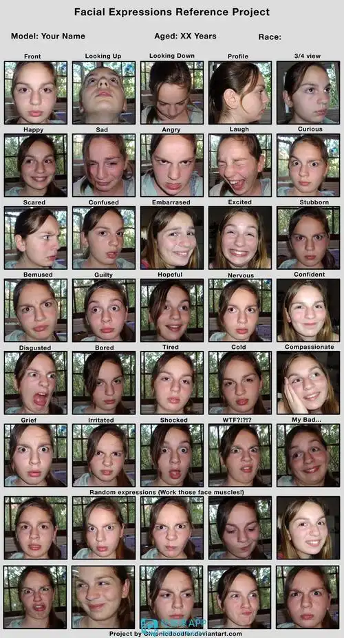 绘画素材 | 480个真人面部表情参考