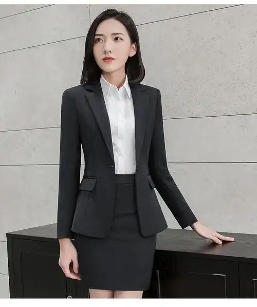 女春秋气质大学生面试女士工作服乐迪纯黑色西服带裤袢西裤白衬衫m