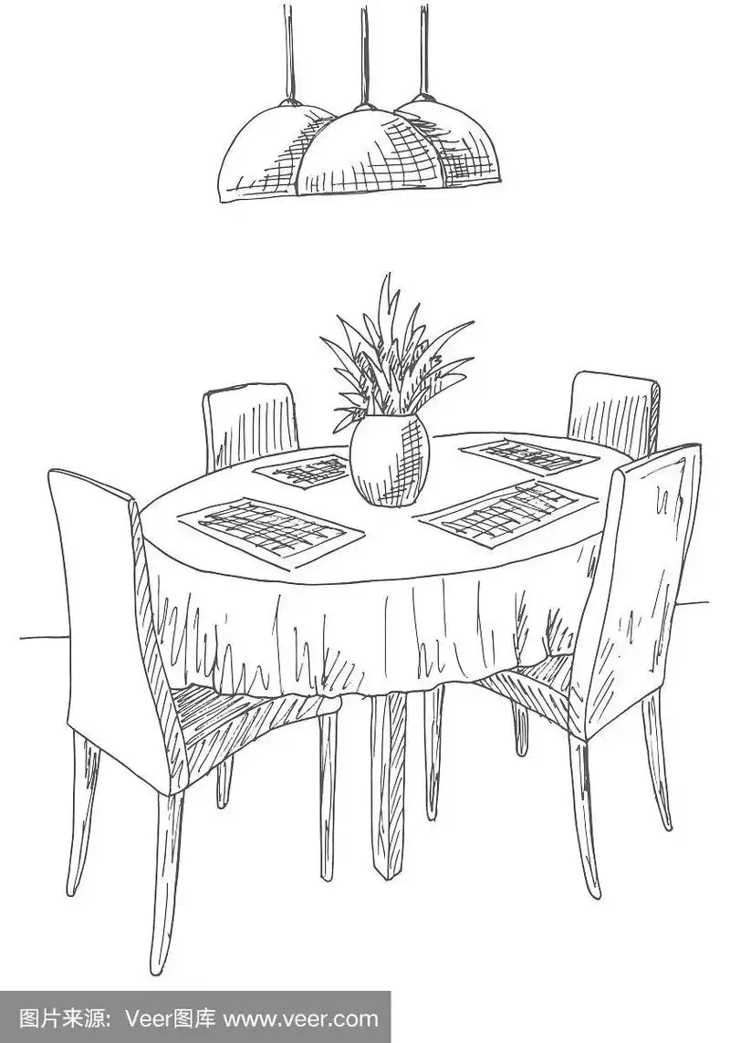 椅子,绘画插图,矢量,桌子,手