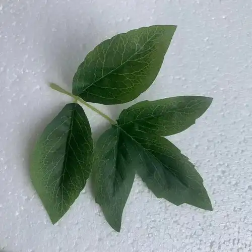 批发丝网花仿真植物布叶子 仿真牡丹花叶 大三片丝印牡丹叶16厘米