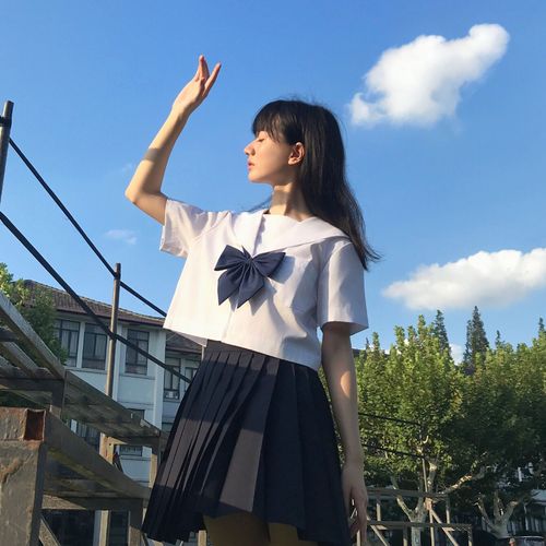 【现货清仓】纯白襟百搭日常基础 jk制服正统夏服学生校服水手服