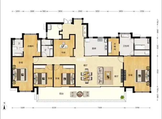 这个户型应该是南昌江景大平层里的天花板