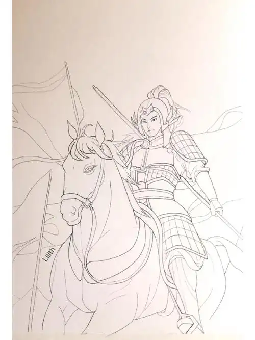 古风水彩人物小将军