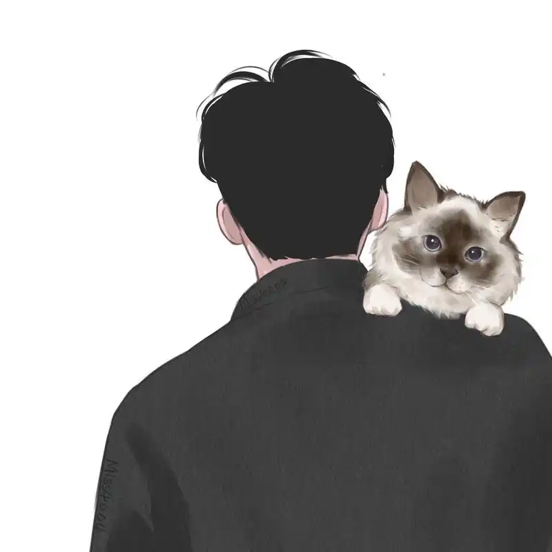 男生背影头像93 | 手绘头像 男生头像 铲屎官头像 情侣头像 头像