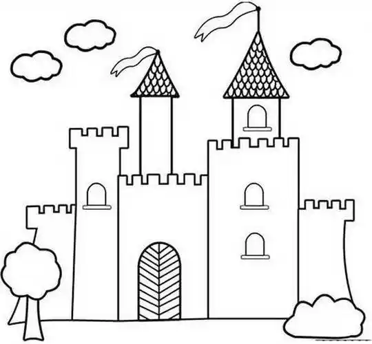 童话里的城堡简笔画图片_城堡的简单画法这是一组童话城堡简笔画的