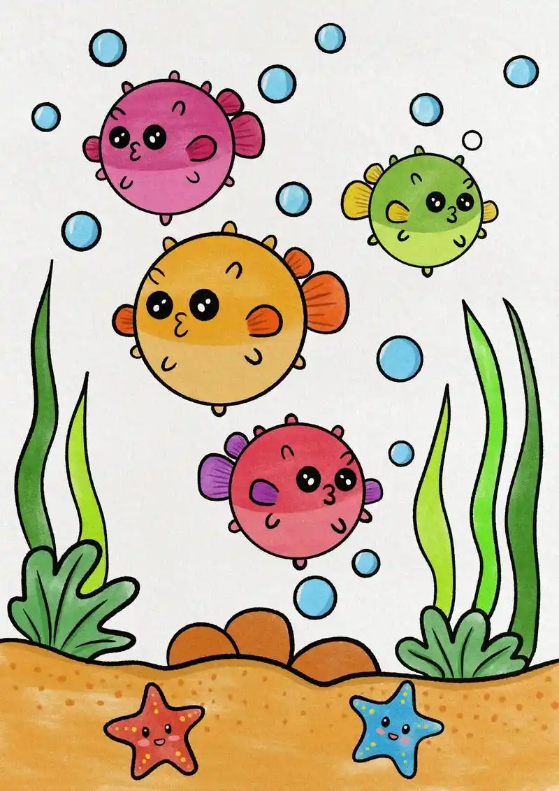 用几个圆形加简单线条就可以画出来的创意儿童画 - 抖音