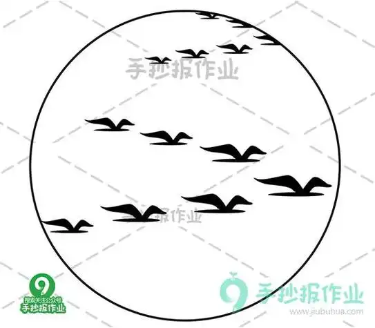 动物迁徙之大雁南飞简笔画