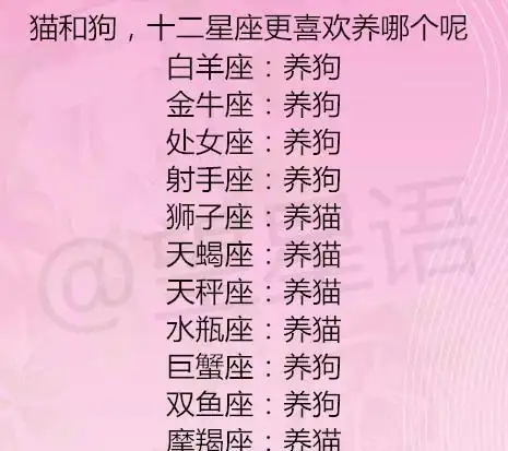 猫和狗, 十二星座更喜欢养哪个呢!