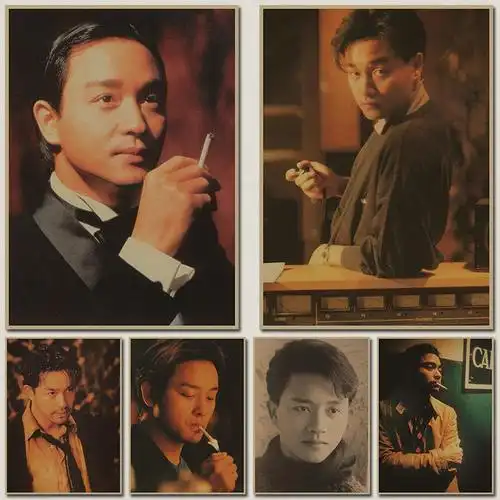 海报定制复古咖啡店牛皮纸装饰画贴画张国荣