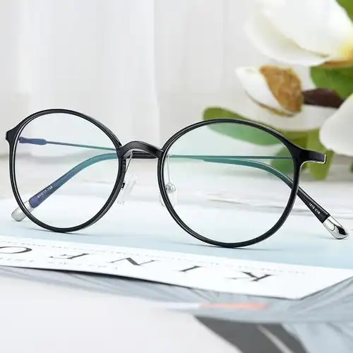 展示与对比:超轻复古圆框近视眼镜框女可配防蓝光近视眼镜架男女款平