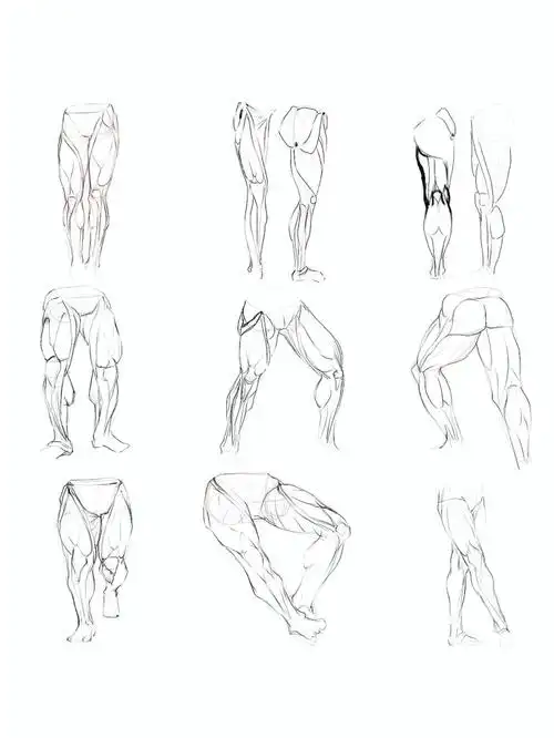 人体结构|速写|练习|绘画基础|腿部练习腿部肌肉有基本的几块,记清楚