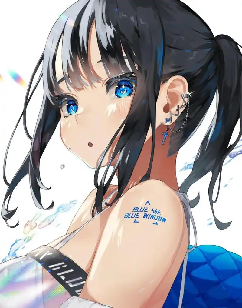 黑发蓝瞳美少女97  twi: mashirokta 676767