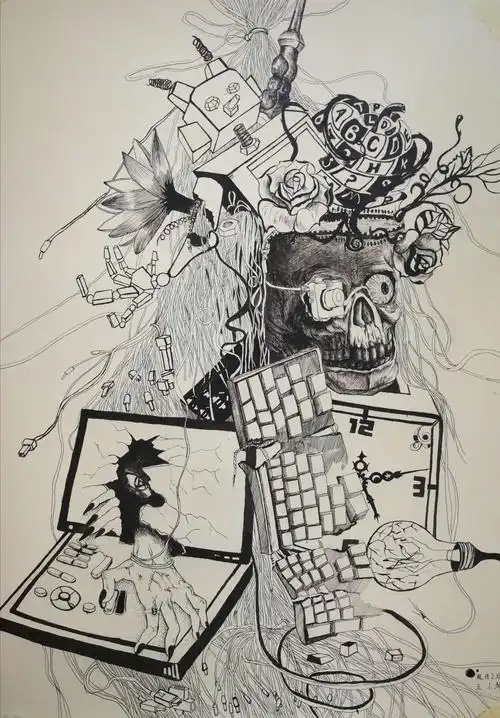 2020级视传一.二班设计素描作业(部分)