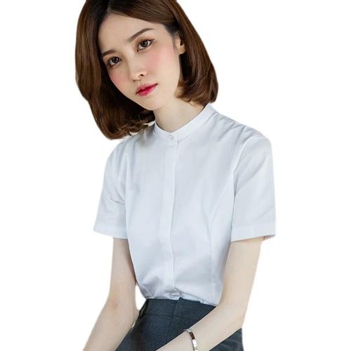 衬衫2023夏季短袖女上衣设计感小众气质职业正装白色衬衣春夏小衫