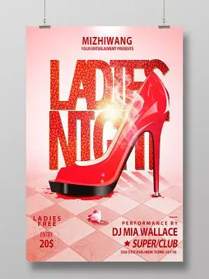 红色大气女性高跟鞋宣传海报鞋子海报