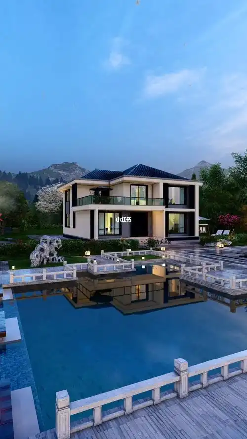 网红现代新中式二层小别墅设计图纸,开间12米8,进深10米88,占地140平