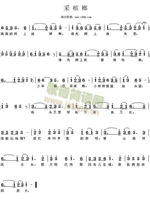 采槟榔 歌谱简谱网