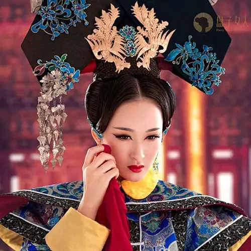 宫锁沉香头饰 皇后旗头 宫锁心玉 琉璃 清朝旗头盘子女人坊头饰