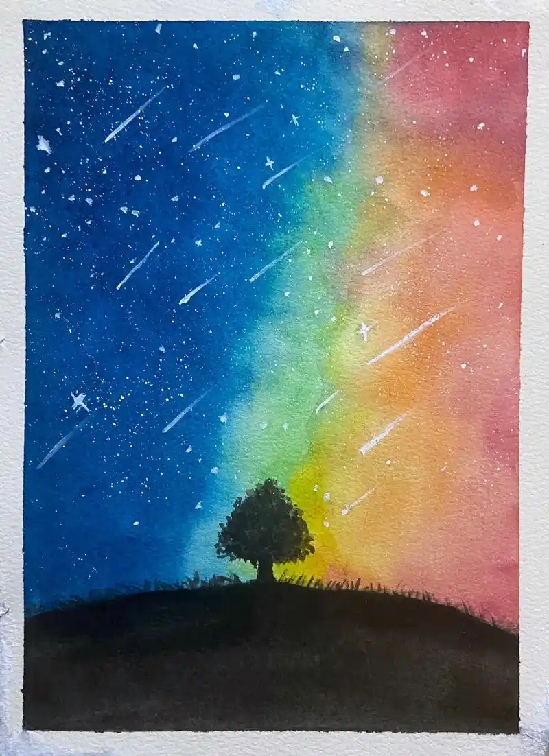 画星空太治愈了09#画画 #手绘 #想画就画 - 抖音