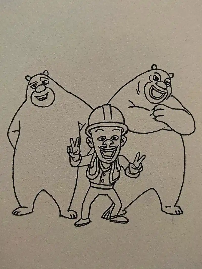 光头强 熊二 熊大.#熊出没#光头强#熊二#熊大#动漫绘画 - 抖音