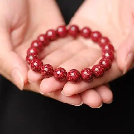 天然原矿高含量朱砂手串晶体砂