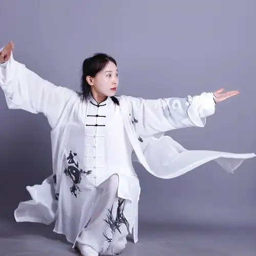 新款太极服彩绘武演出服男女女款气功表演飘逸太极服